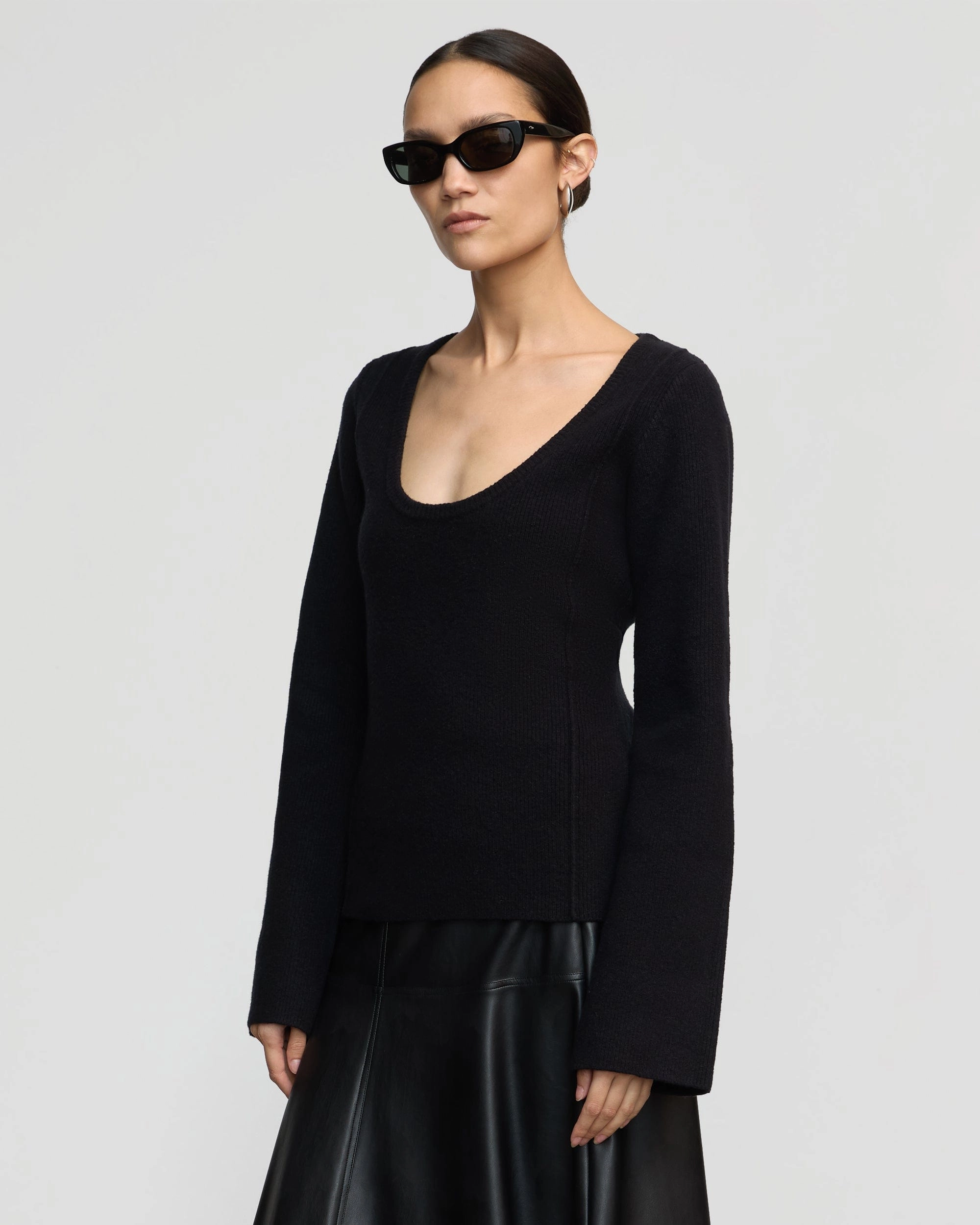 SnagResistant Stain Resistant Treatment Camilla Seam-Detail Scoop-Neck Sweater