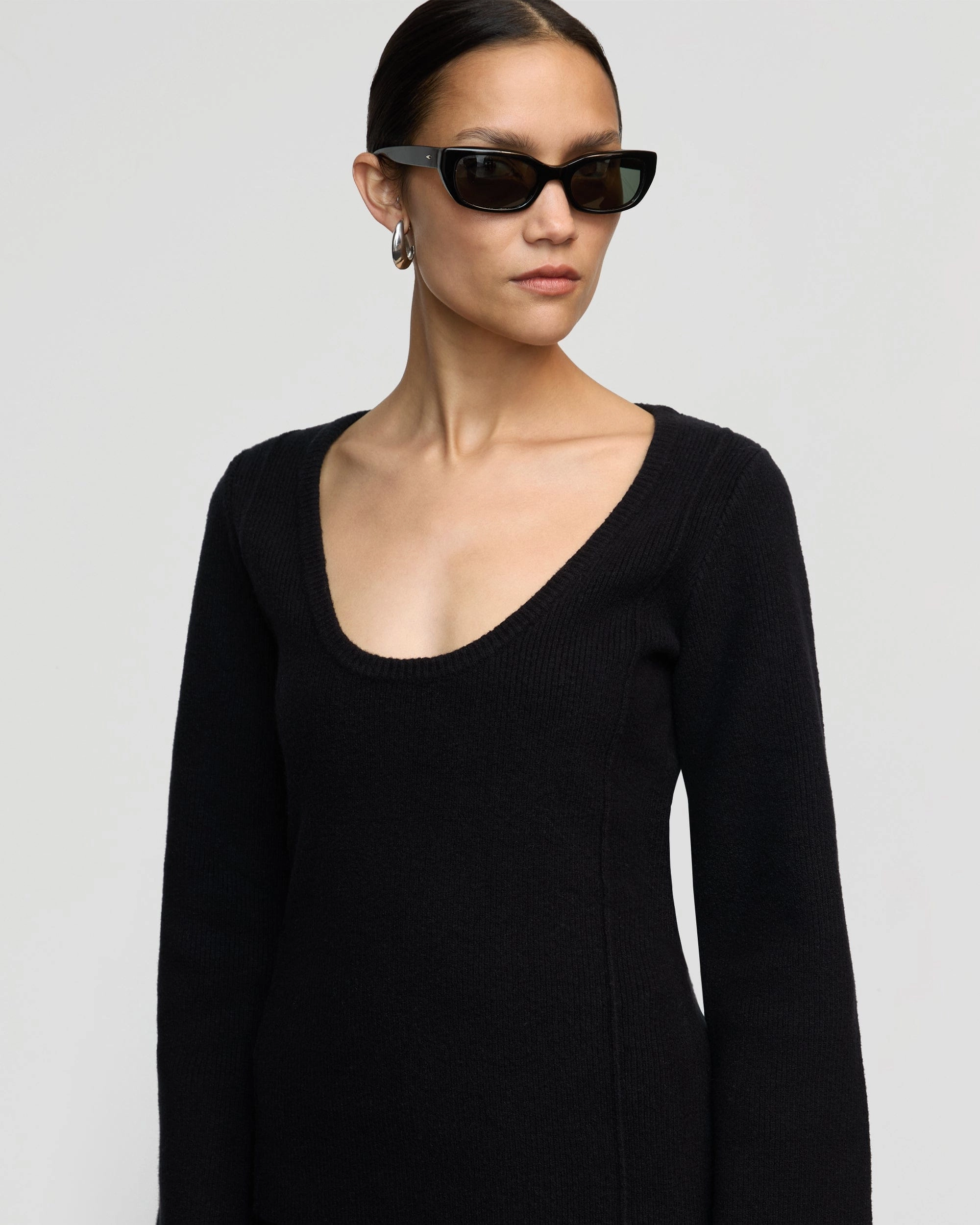 SweatWicking Fabric NeutralPalette Camilla Seam-Detail Scoop-Neck Sweater