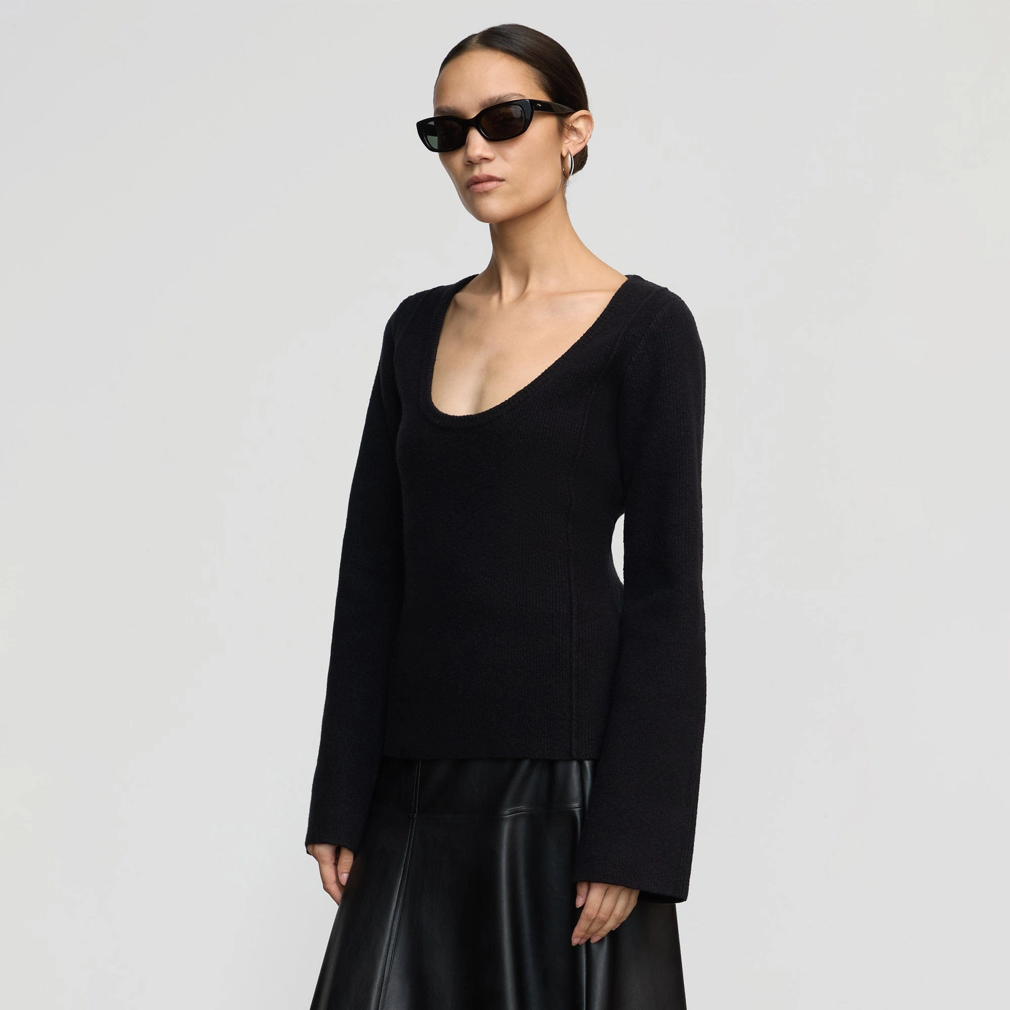 CompressionFit Camilla Seam-Detail Scoop-Neck Sweater