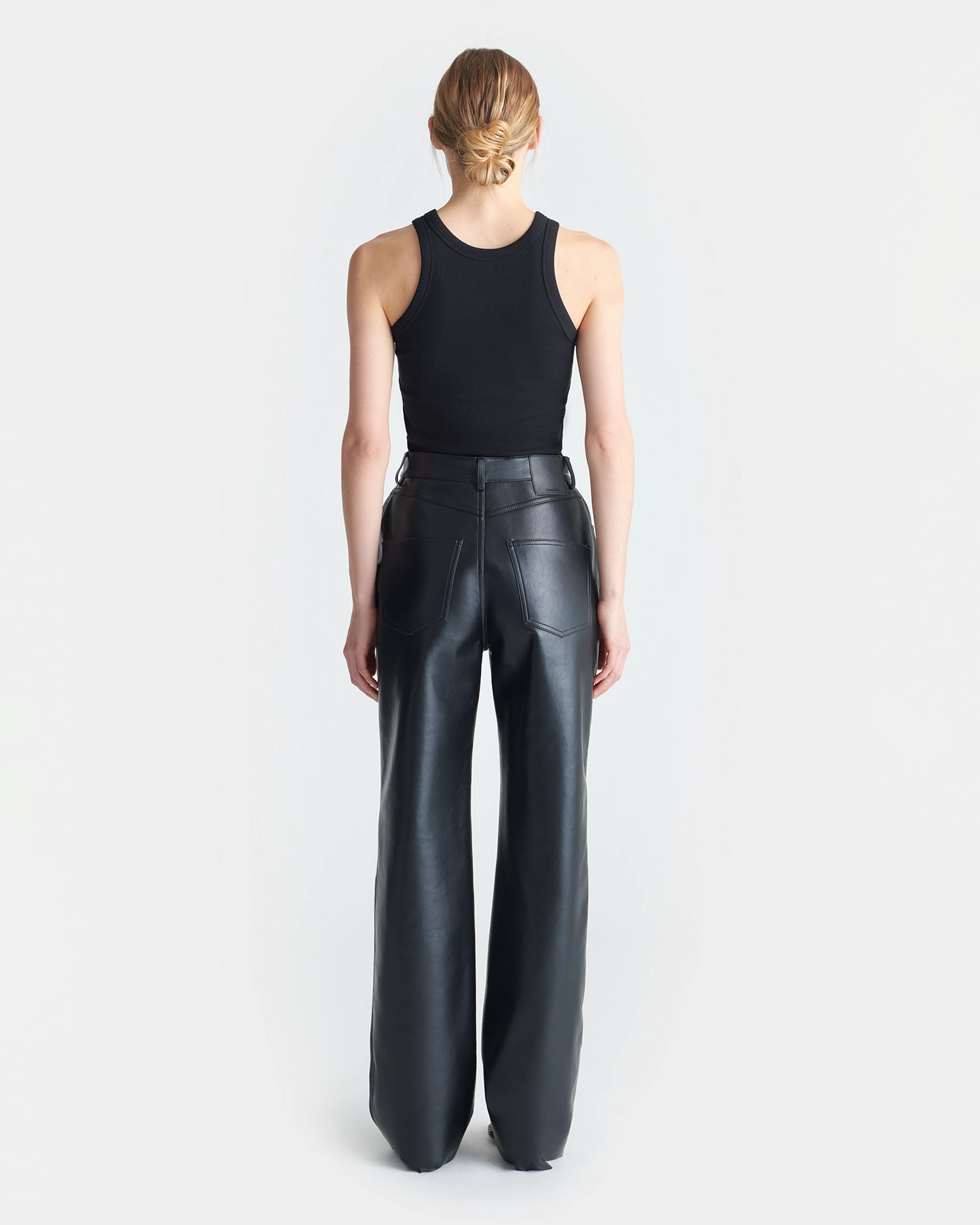 Laser Cut Edges Breathable Waist Camma - Straight Leg Trousers - Black