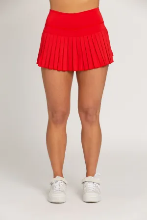 Candy Red Pleated Tennis Skirt