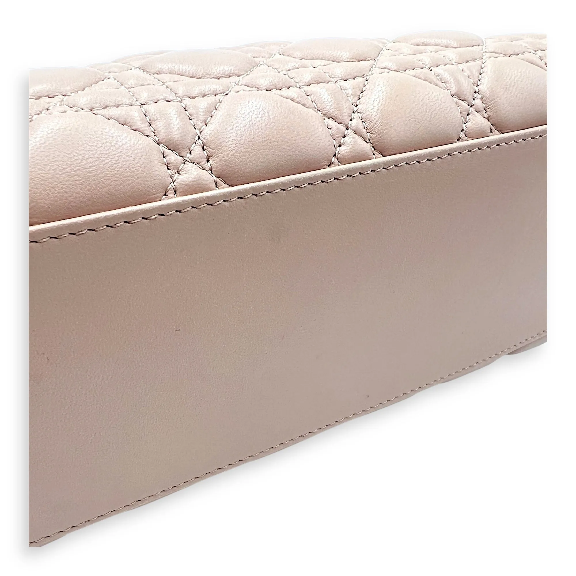Cannage Tote Bag Beige in Lambskin, Gold hardware