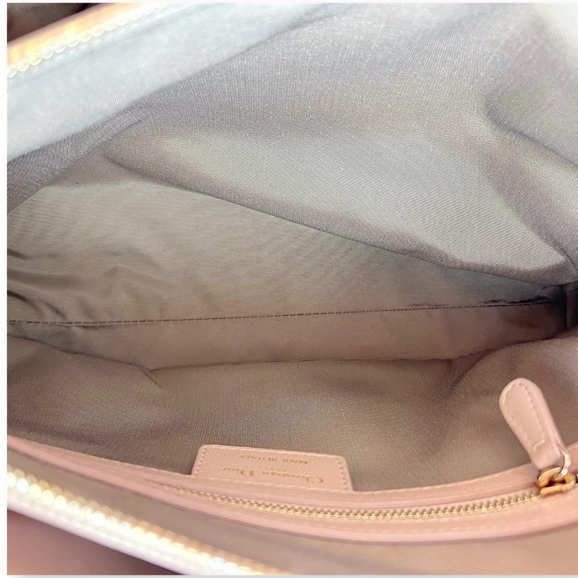 Cannage Tote Bag Beige in Lambskin, Gold hardware