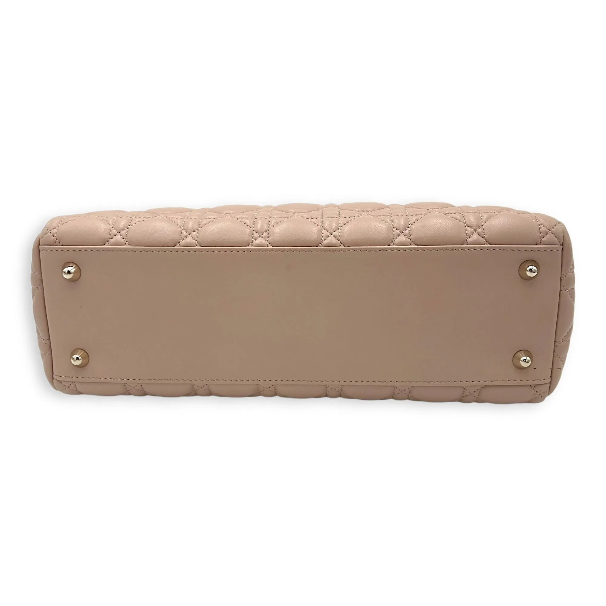 Cannage Tote Bag Beige in Lambskin, Gold hardware