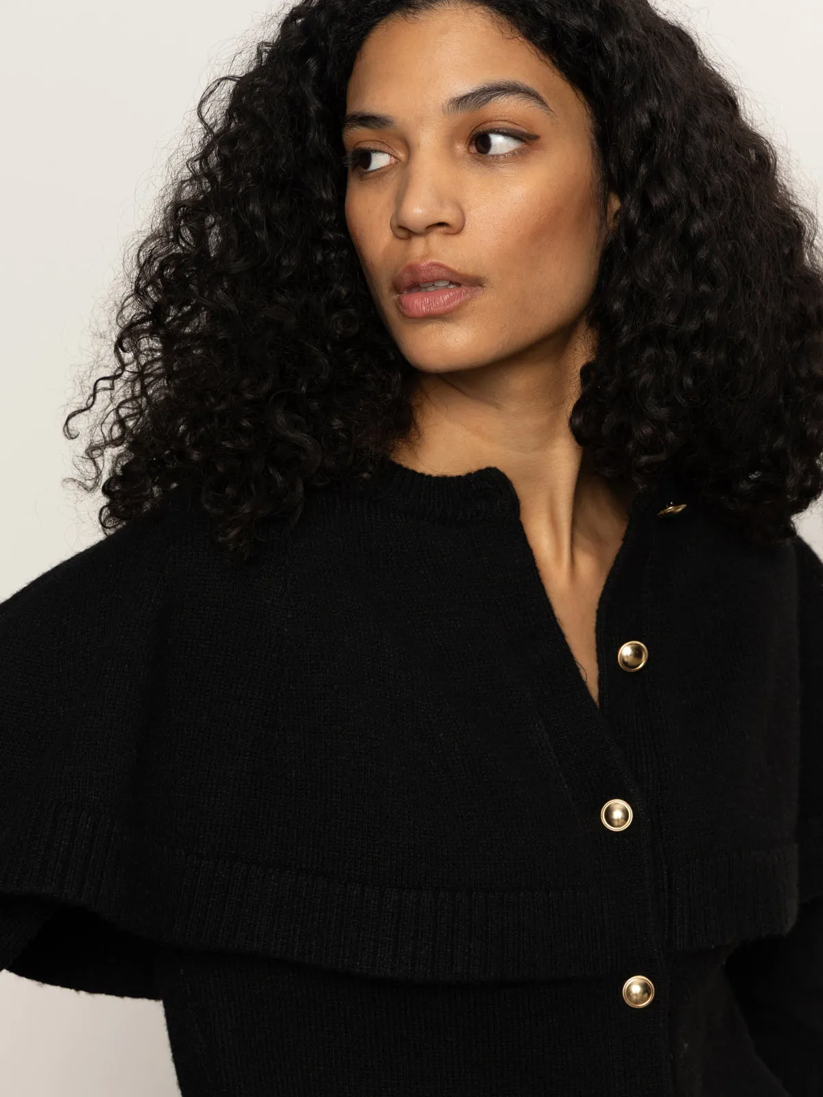 Cape Cardi Black MultiPanelConstruction Trendy Shirt