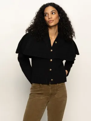 Anti Pill Surface Smooth Seam Transition Cape Cardi Black