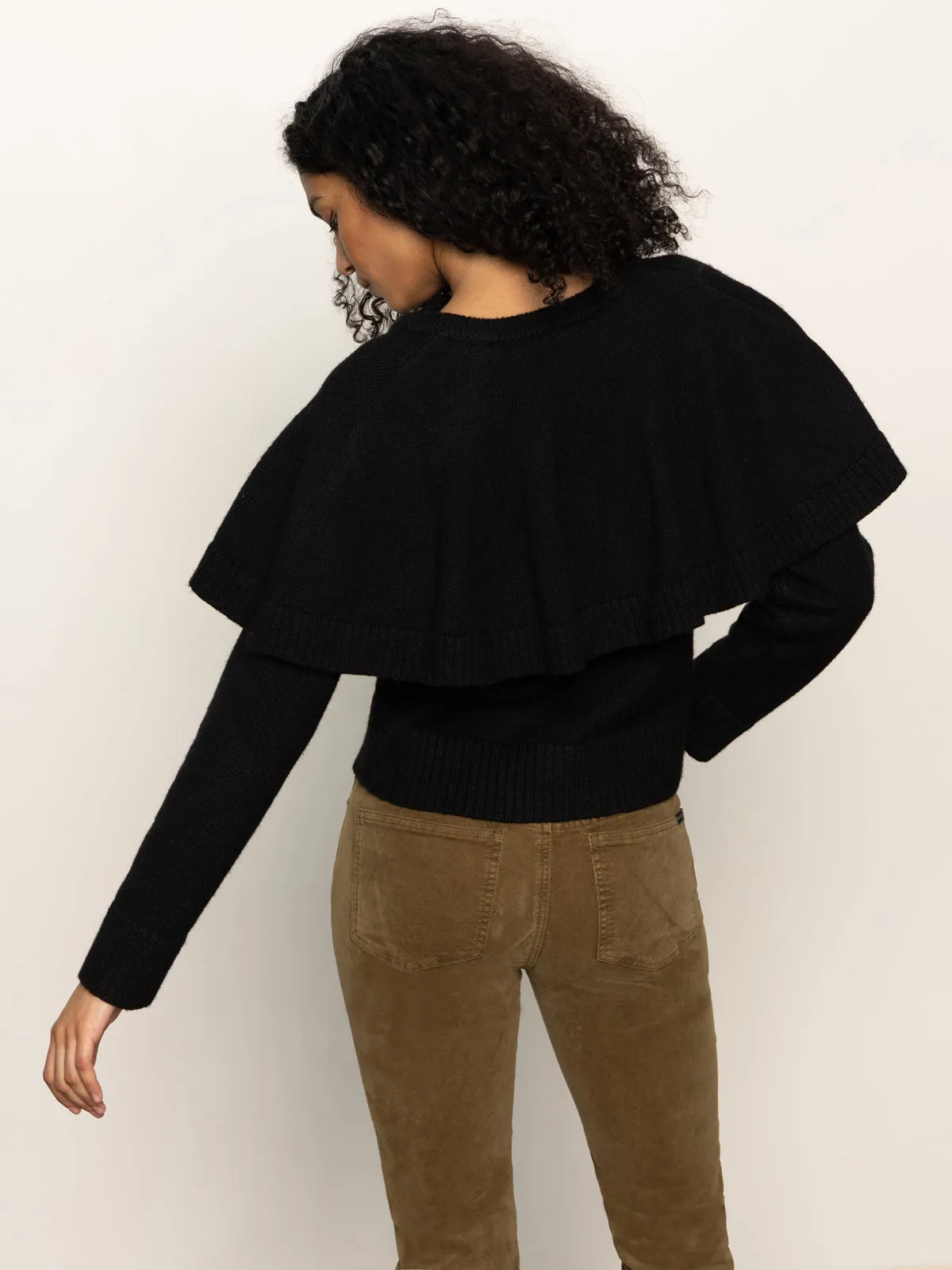 Cape Cardi Black LayeredNeckline