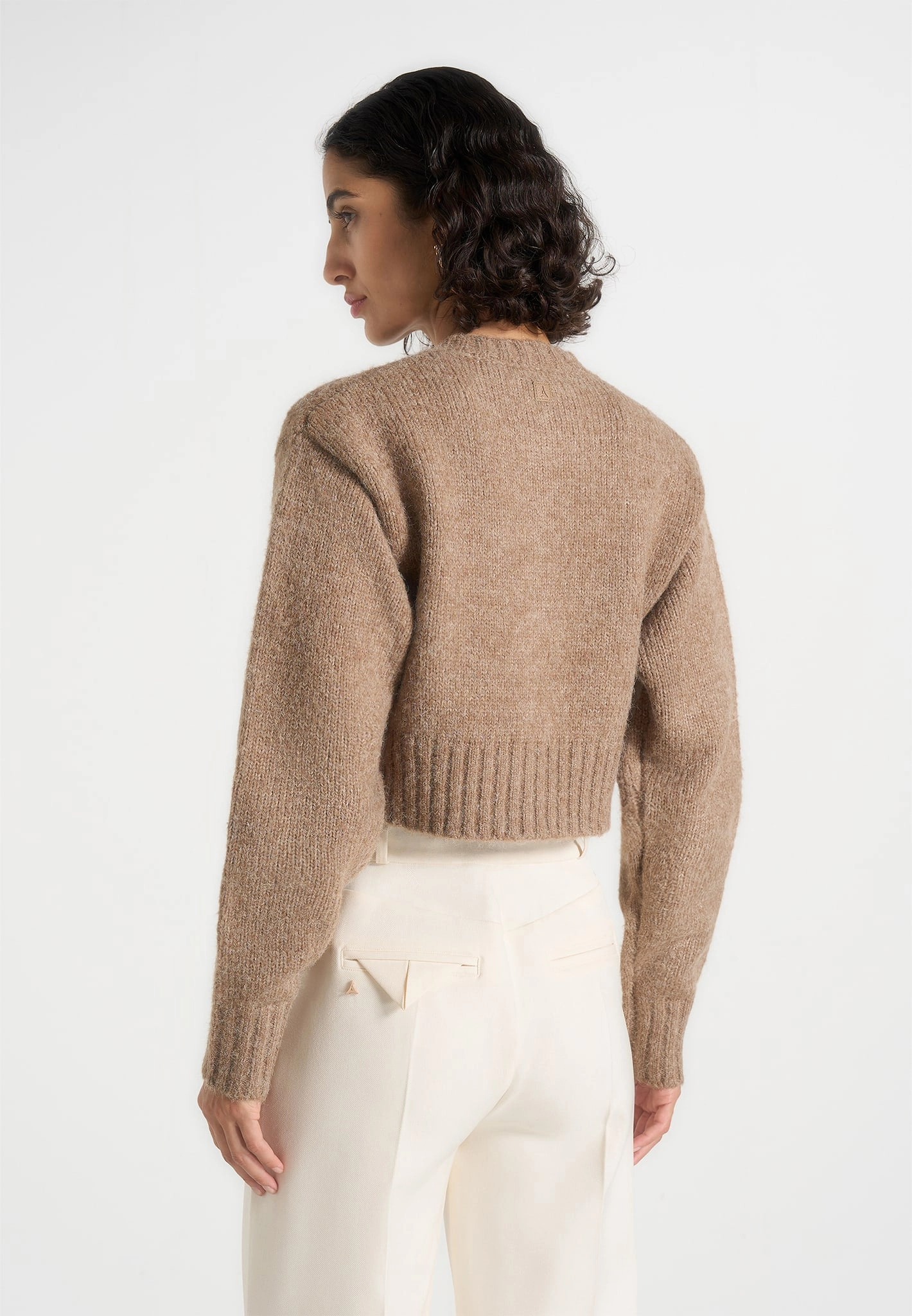 Hypoallergenic Yarn Caren - Brushed Wool Knit Cardigan - Beige