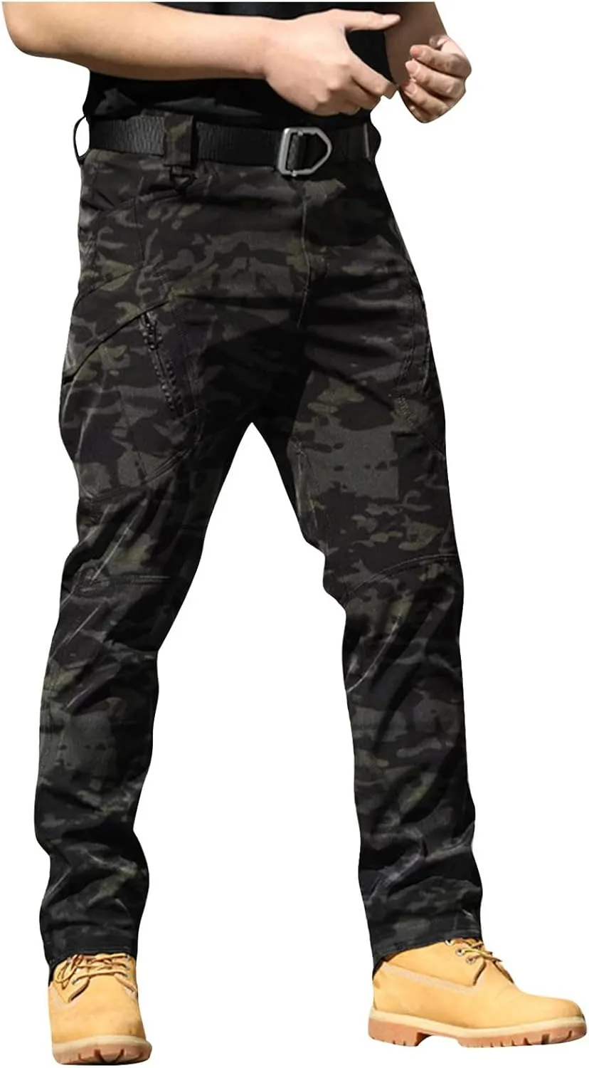 Cargo Pants for Men, Multi-Functional Pocket Relaxed Fit Outdoor Long Pants