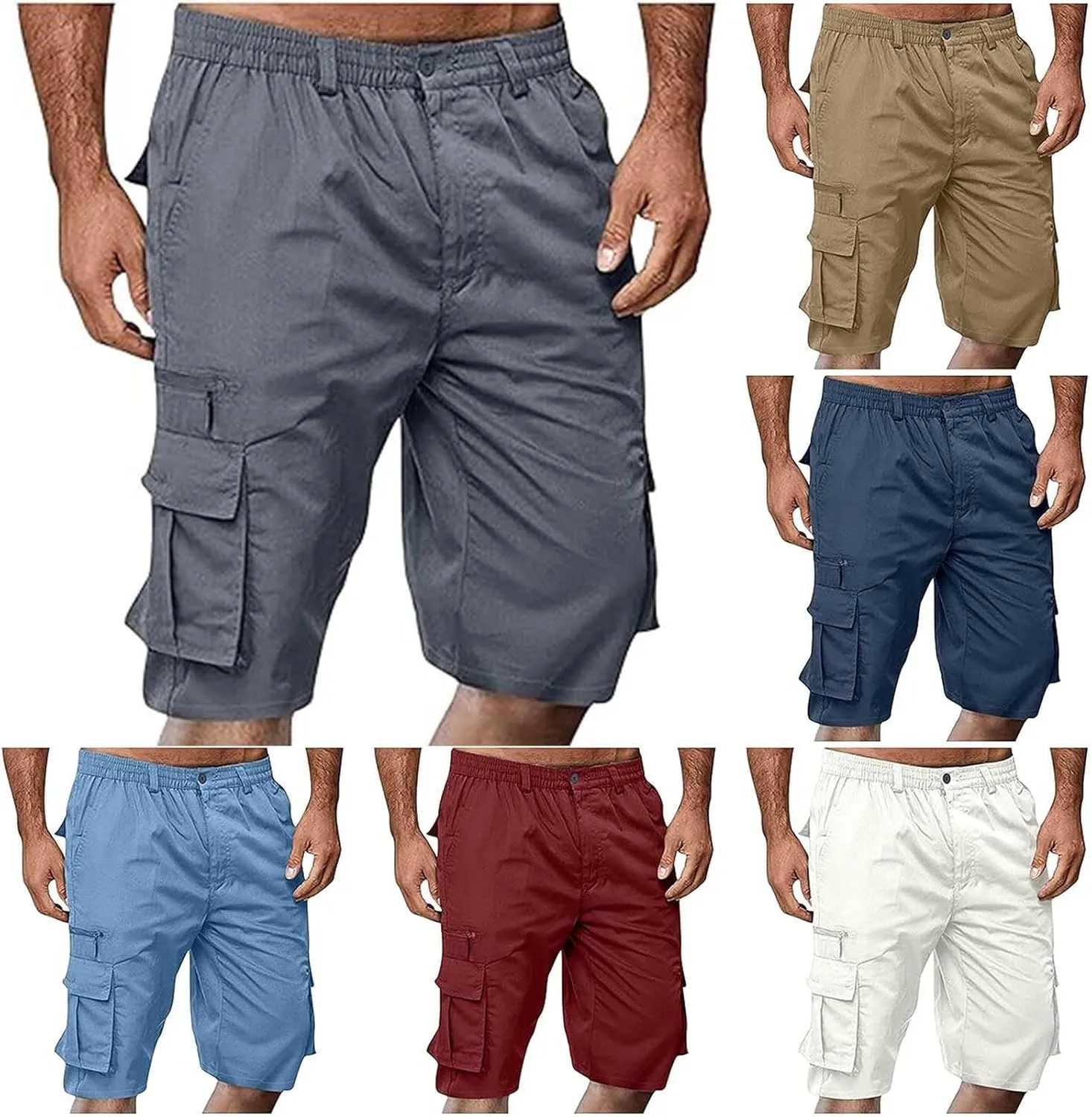Cargo Shorts for Men Casual Summer Trendy Shorts Outdoor Work Shorts Lightweight Loose Fit Athletic Solid Shorts
