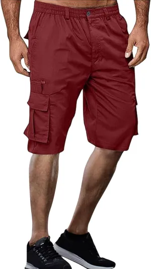 Cargo Shorts for Men Stretch Drawstring Work Shorts Outdoor Hiking Fishing Pants Big and Tall Athletic Shorts Pockets Mens Shorts Shorts for Men Mens Shorts Casual Mens Casual Shorts