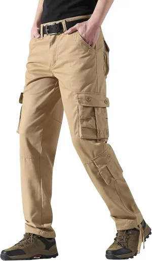 Cargos Pants Men Relaxed Fit Work Pants Carpenter Jeans for Men Stretch Wrinkle Pants Men Relaxed Fit Pants Men Stretch Waist Elastic Waist Pants Men Men's Casual Cargo Pants with Multiple Pockets