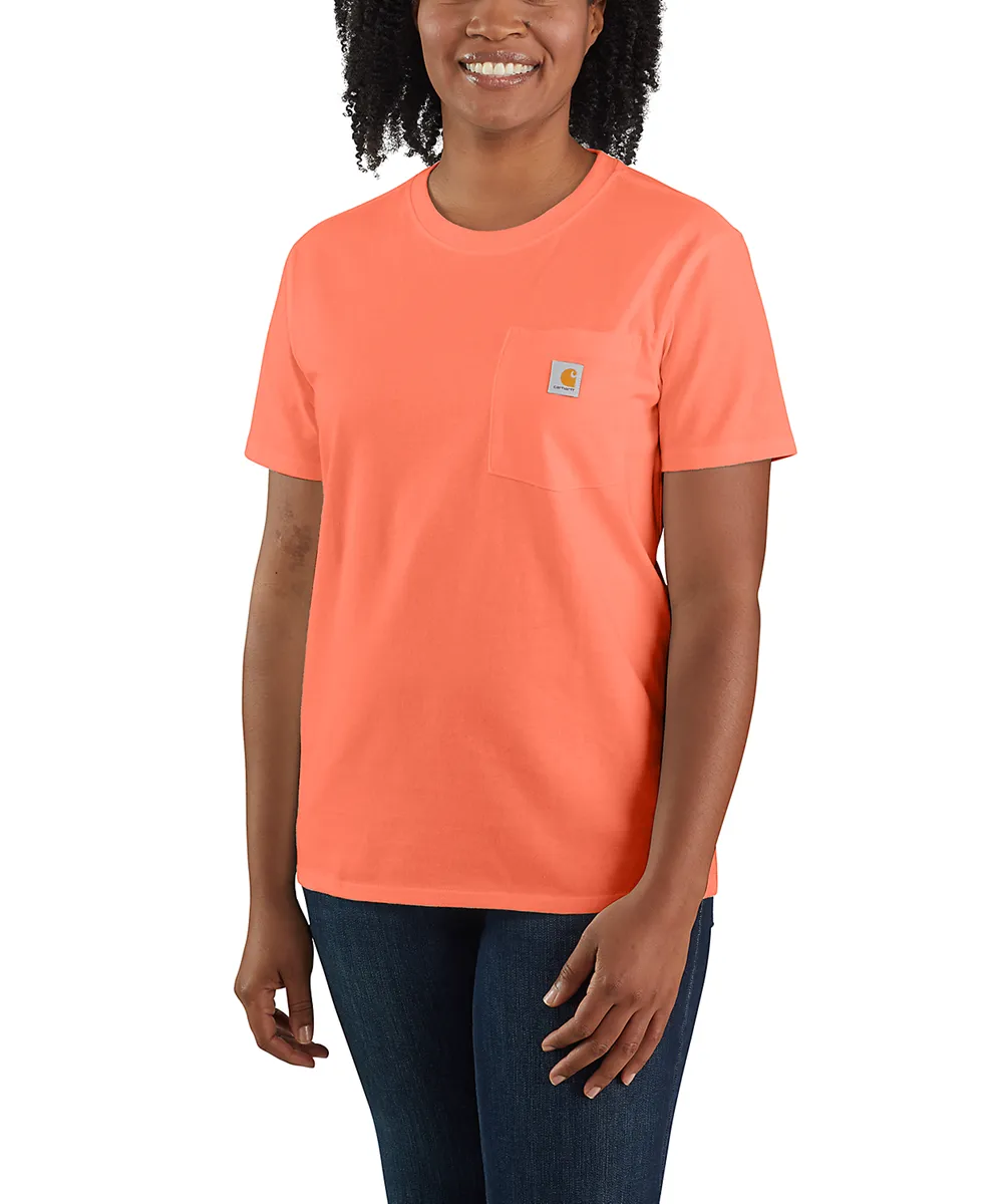 Carhartt Women's K87 Short Sleeve Pocket Tee - Electric Coral