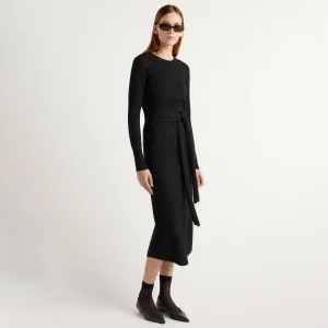 Carmen Tie-Front Ribbed Dress Polite Vibe