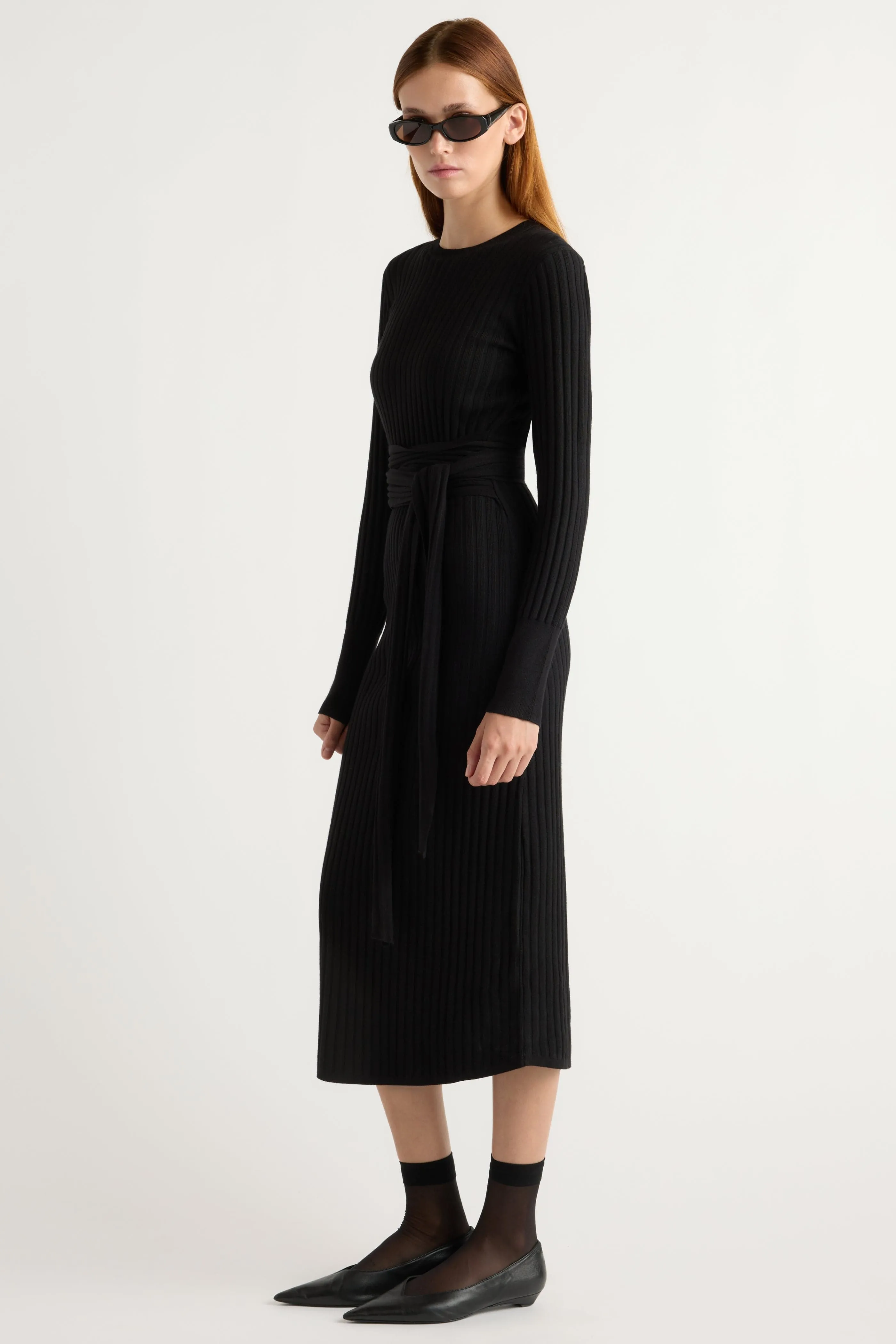 Versatile Wearable Carmen Tie-Front Ribbed Dress