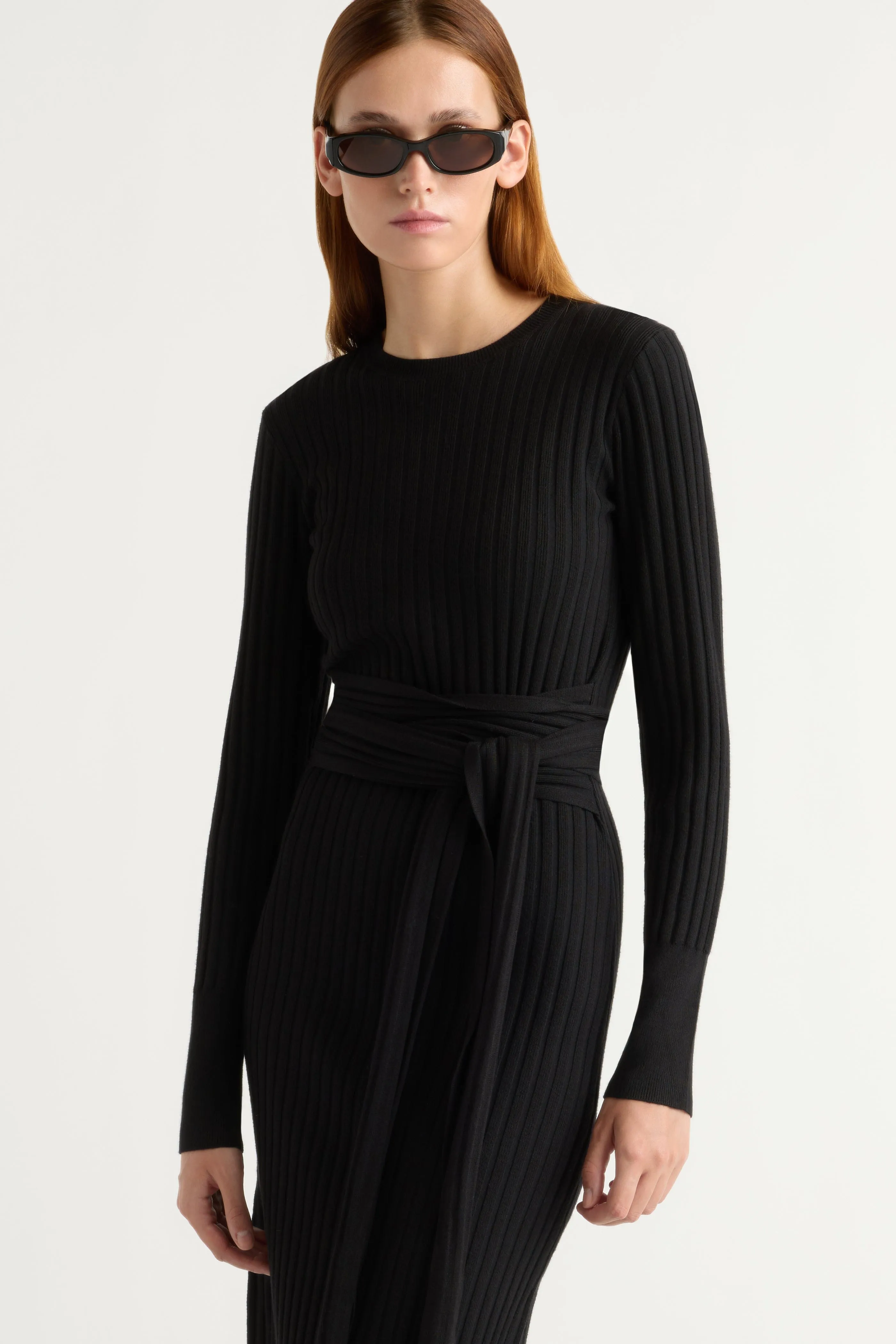 Easy Texture Carmen Tie-Front Ribbed Dress