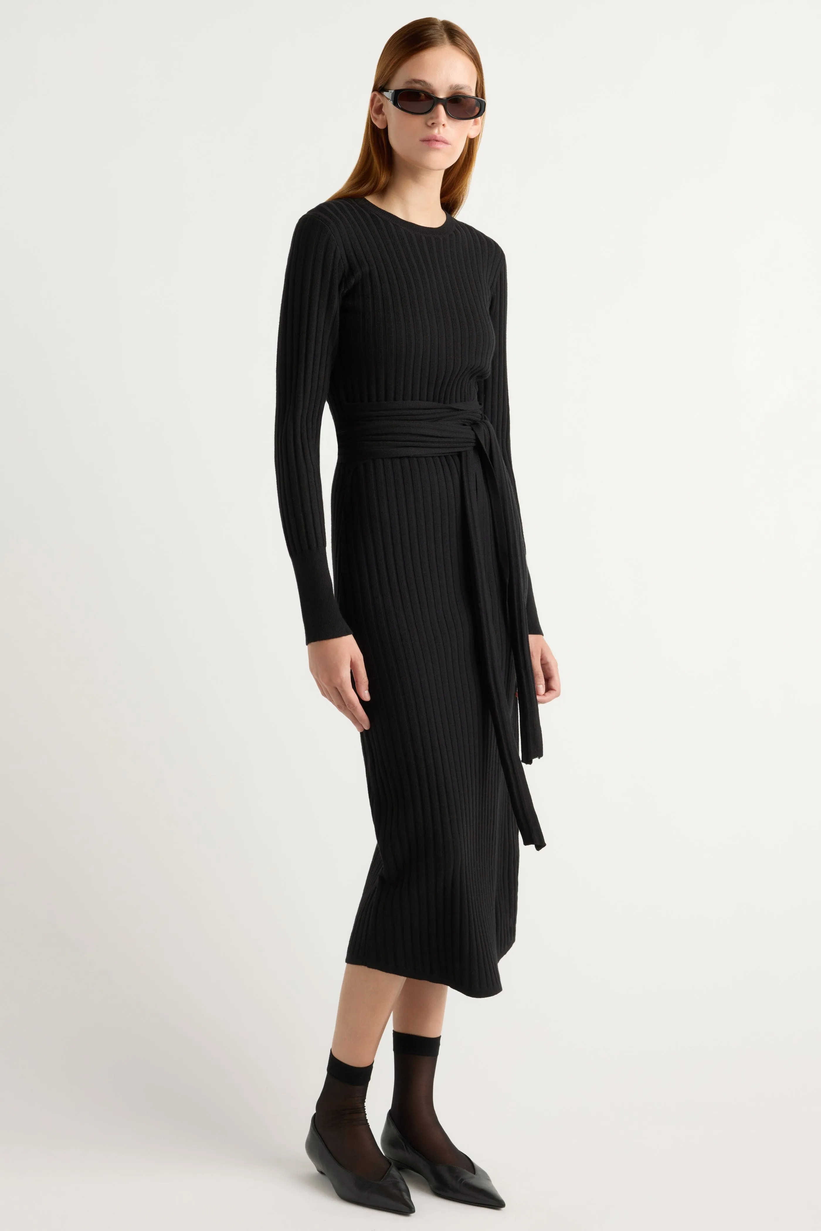 Easy Elegance Timeless-Classic Carmen Tie-Front Ribbed Dress