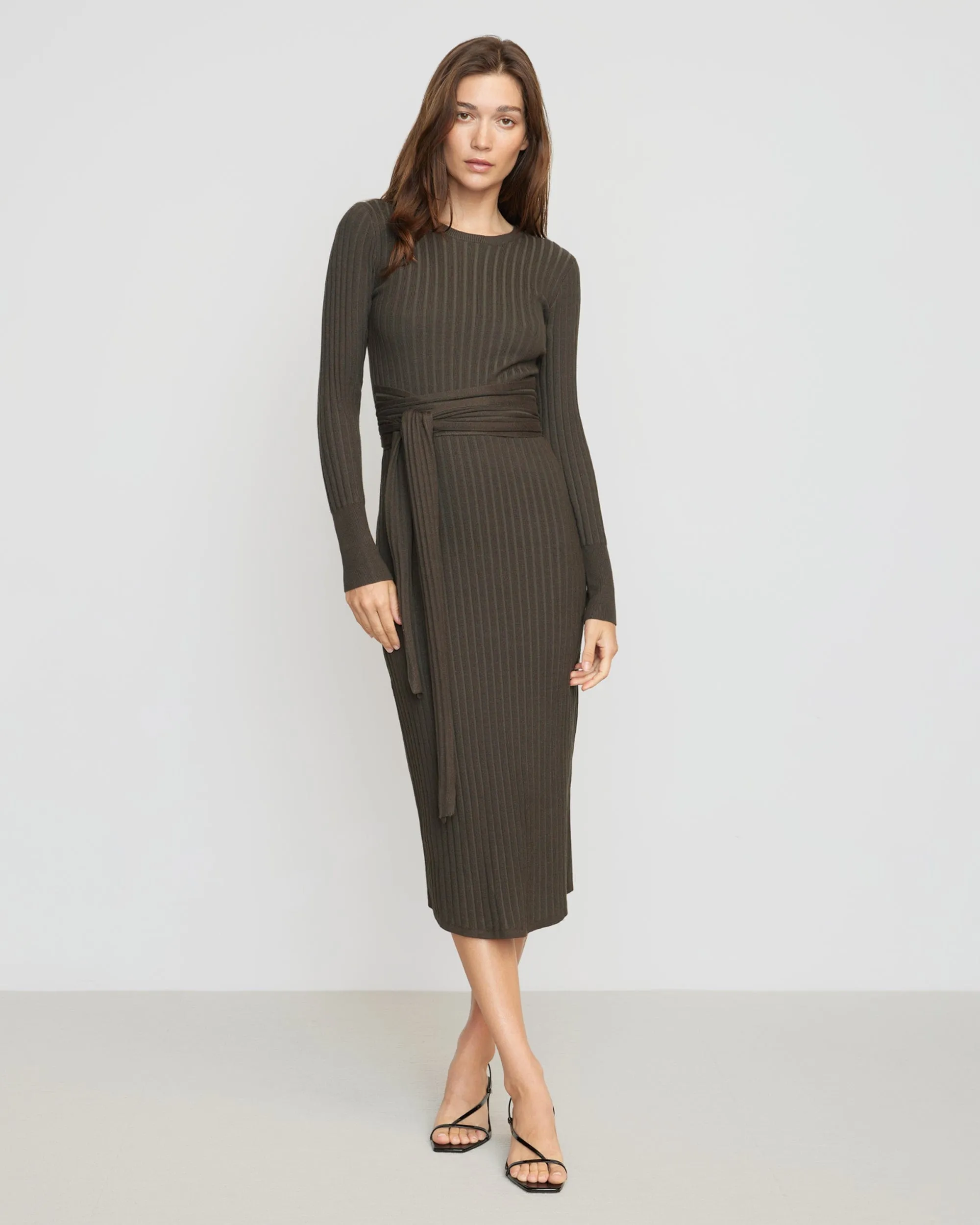 Slim Shape Body Positive Carmen Tie-Front Ribbed Dress