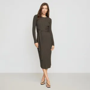 Smart And Comfortable Carmen Tie-Front Ribbed Dress