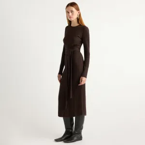 Carmen Tie-Front Ribbed Dress Sunset Glow