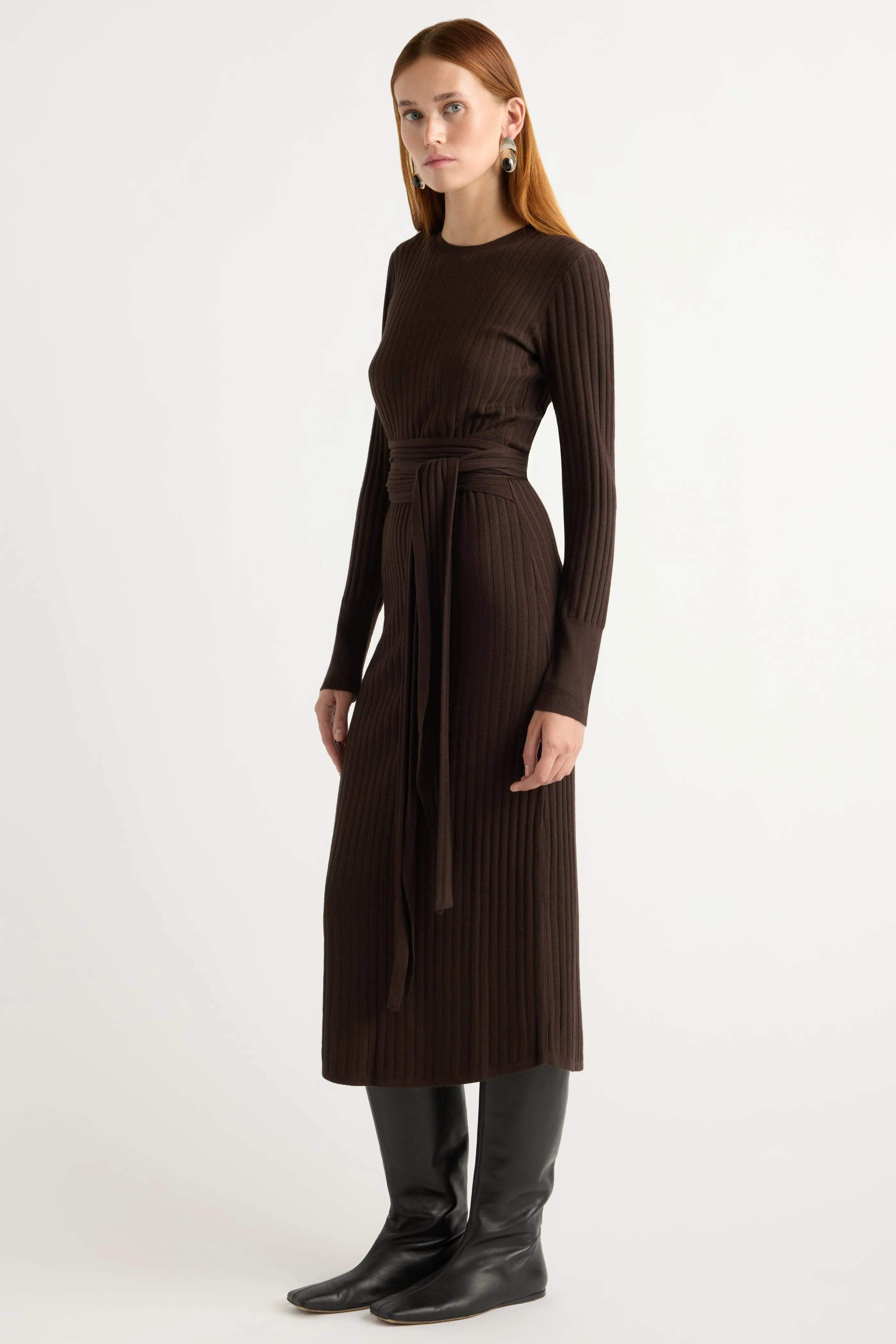 Fashionable Touch Carmen Tie-Front Ribbed Dress