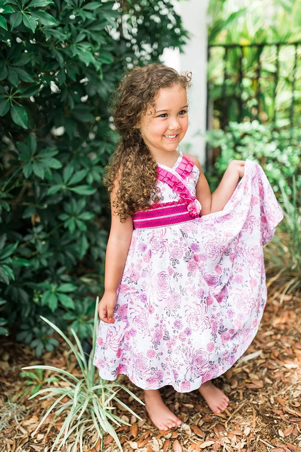 Carouselwear Girls Fireworks Twirly Summer Ruffled Pink Dress