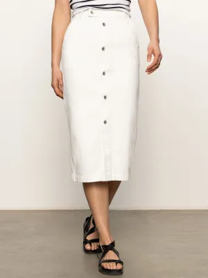 Carrier Denim Skirt Bleached White Slim Silhouette Basic Stretch