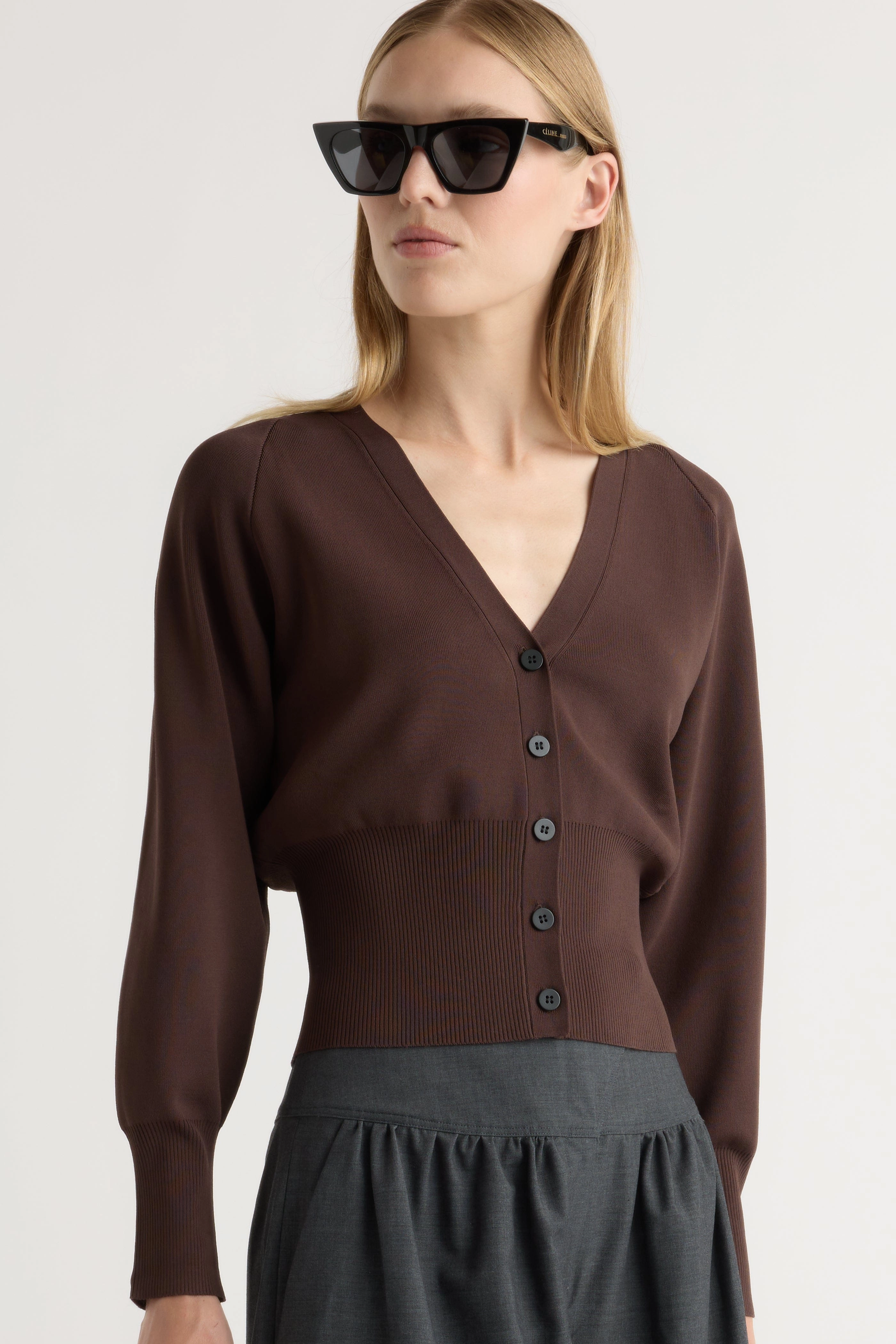 Carson Button-Front Cardigan Knitwear Look Warm Layer Fit