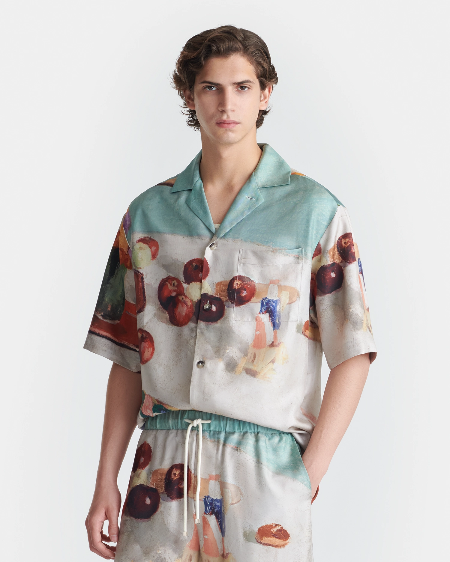 WaterResistantCoating Caspian - Printed Silk Twill Shirt - Gingerbread Heart