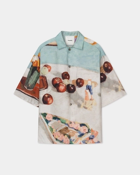 Caspian - Printed Silk Twill Shirt - Gingerbread Heart Vintage Hoodie Reflective Trim