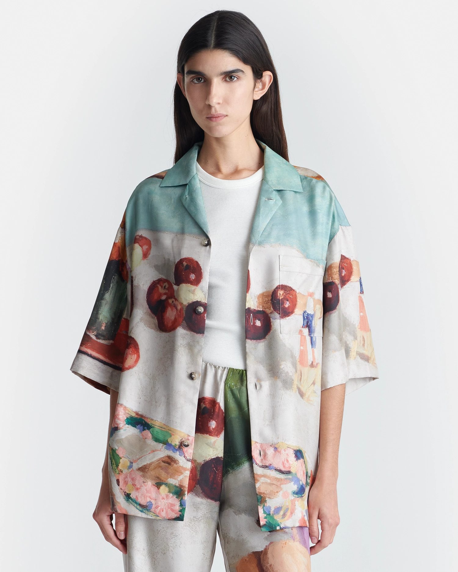 SoftFeel Fabric Caspian - Printed Silk Twill Shirt - Gingerbread Heart