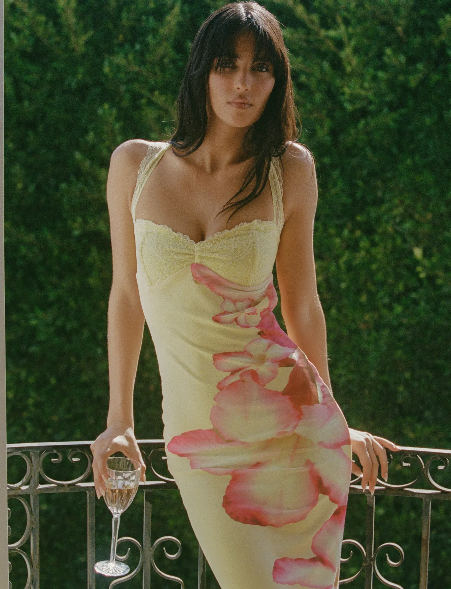 Embroidered Fabric NYOMI MAXI DRESS - YELLOW : MACRO FLORAL : YELLOW HIBISCUS