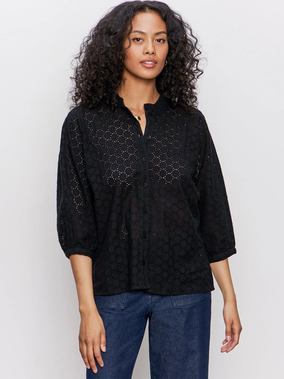 Petal Drop Blouse Black Chilly Layer