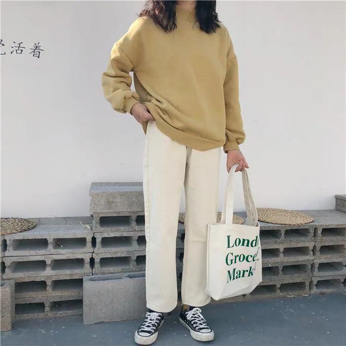 Casual Straight High Waisted Rolled Up Pants