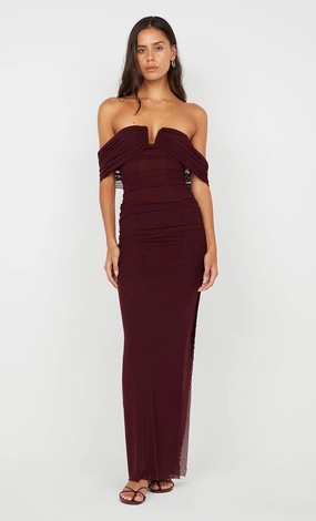 POPPY GATHERED MAXI DRESS - PLUM Charming Comfort Seasonal Wear
