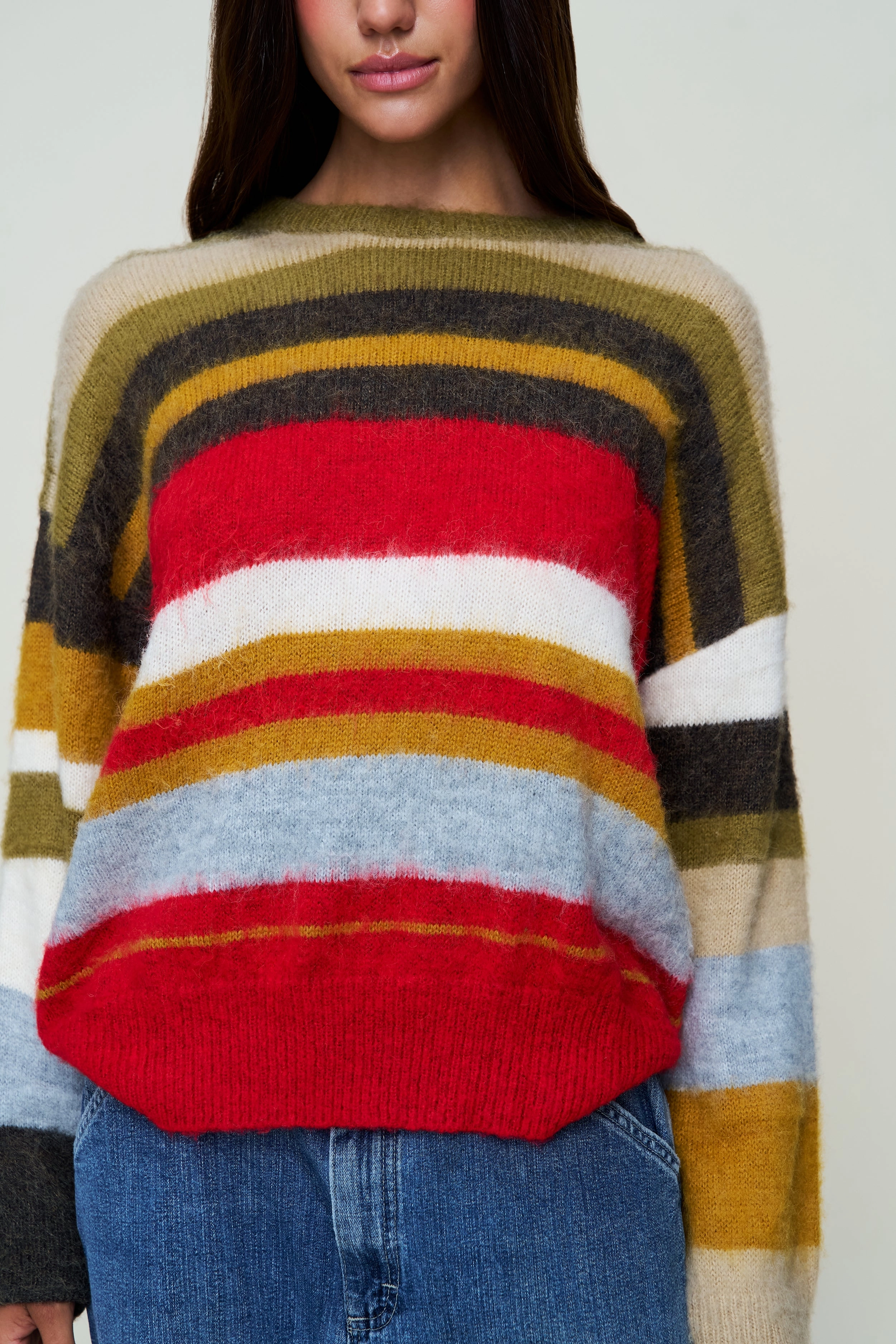 Hawley Oversized Stripe Wool Jumper Antibacterial Finish Cozy Design