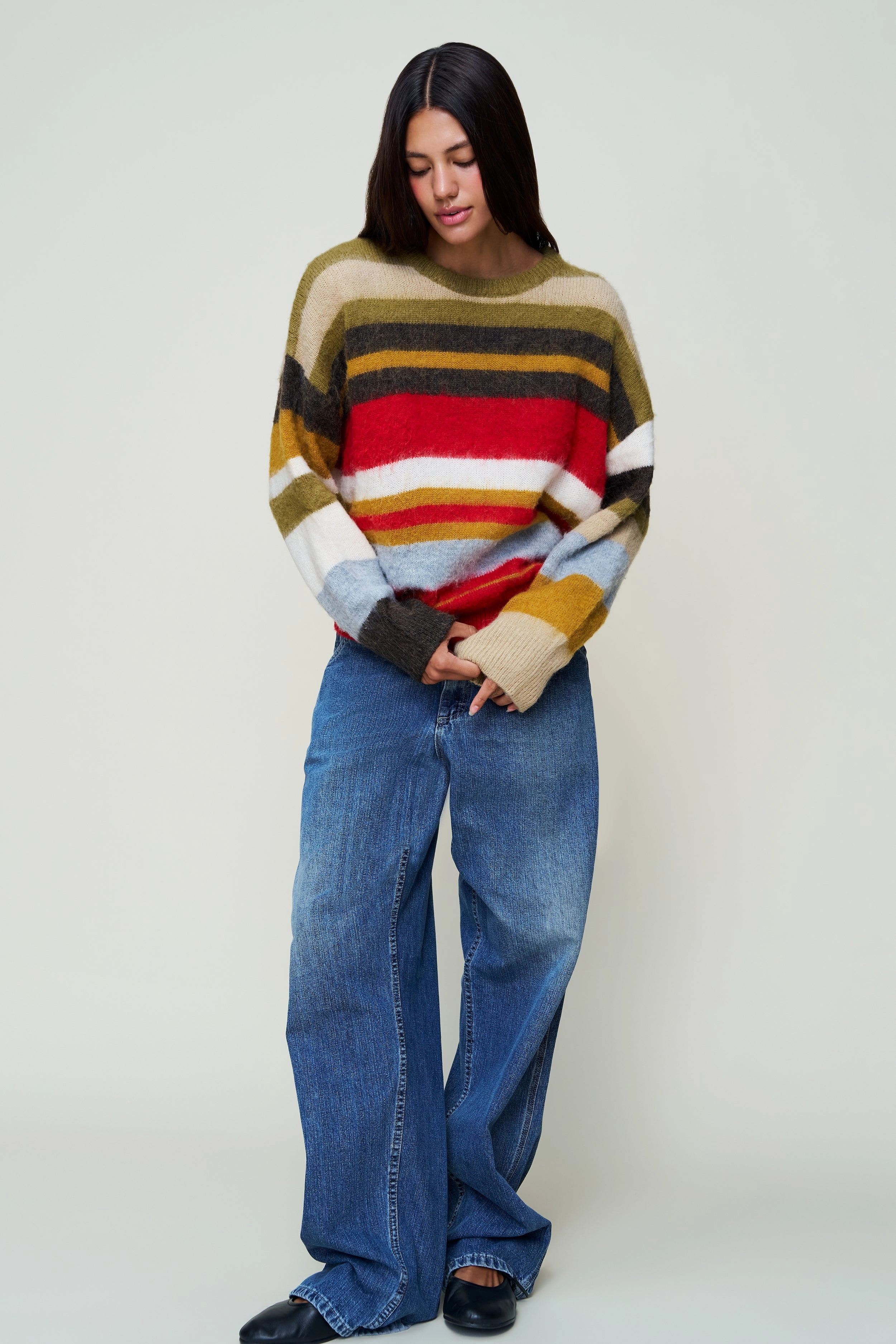 Flatlock stitching Minimal Fashion Hawley Oversized Stripe Wool Jumper