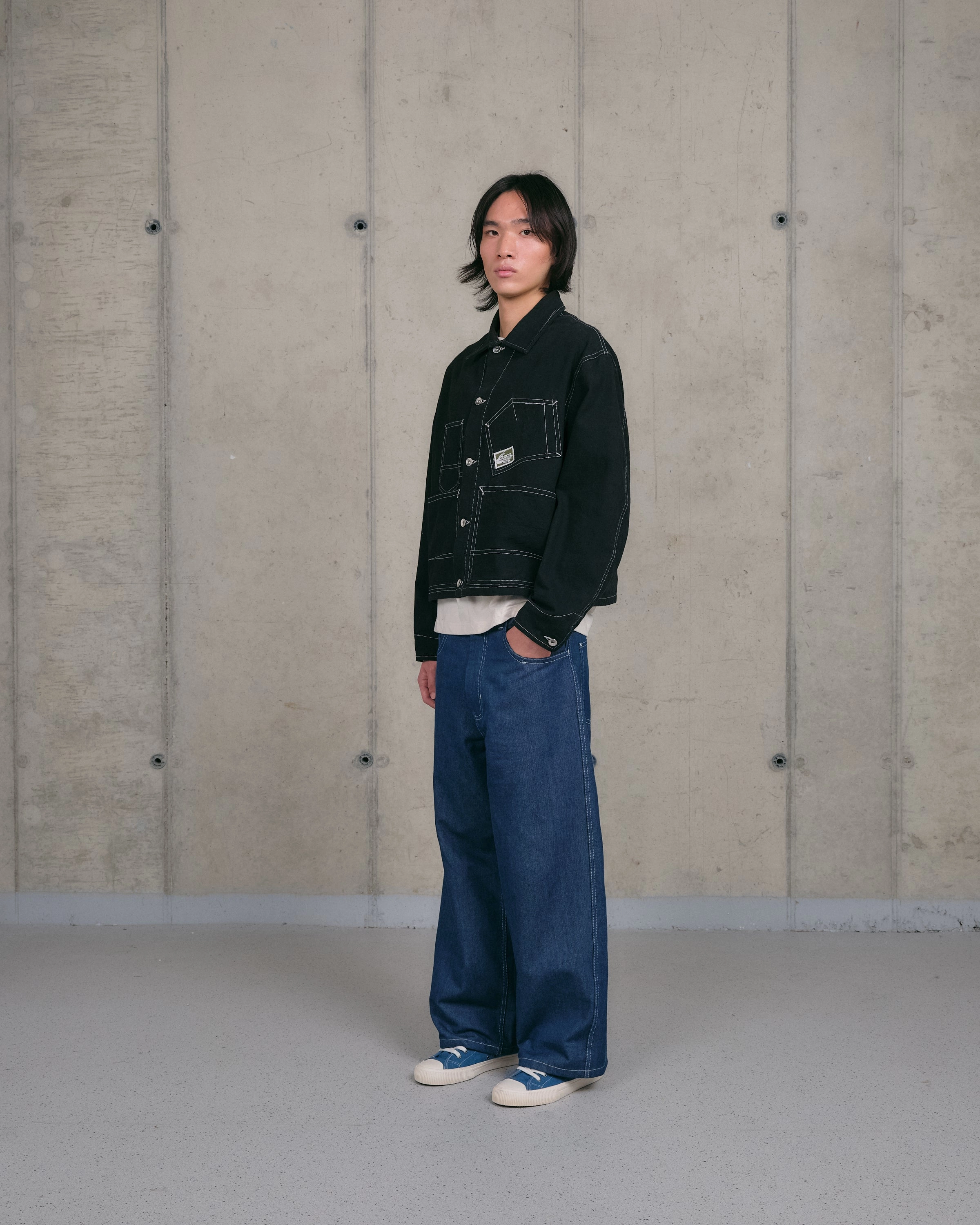 Bootcut style Relaxed Waistband Station Jacket - Black Wonky-Wear