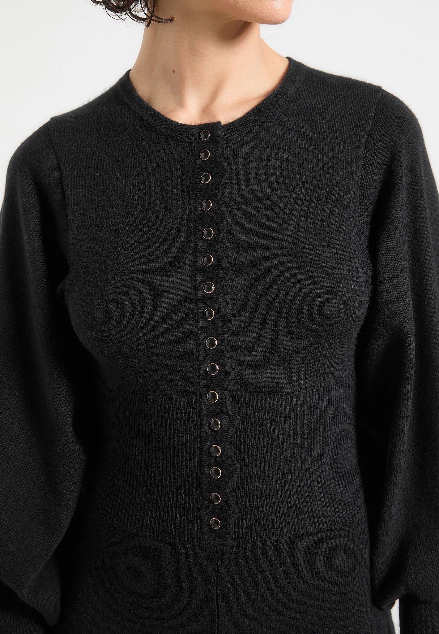 Michele - Knitted Scallop Hem Playsuit - Black Fashion Ease Indoor style