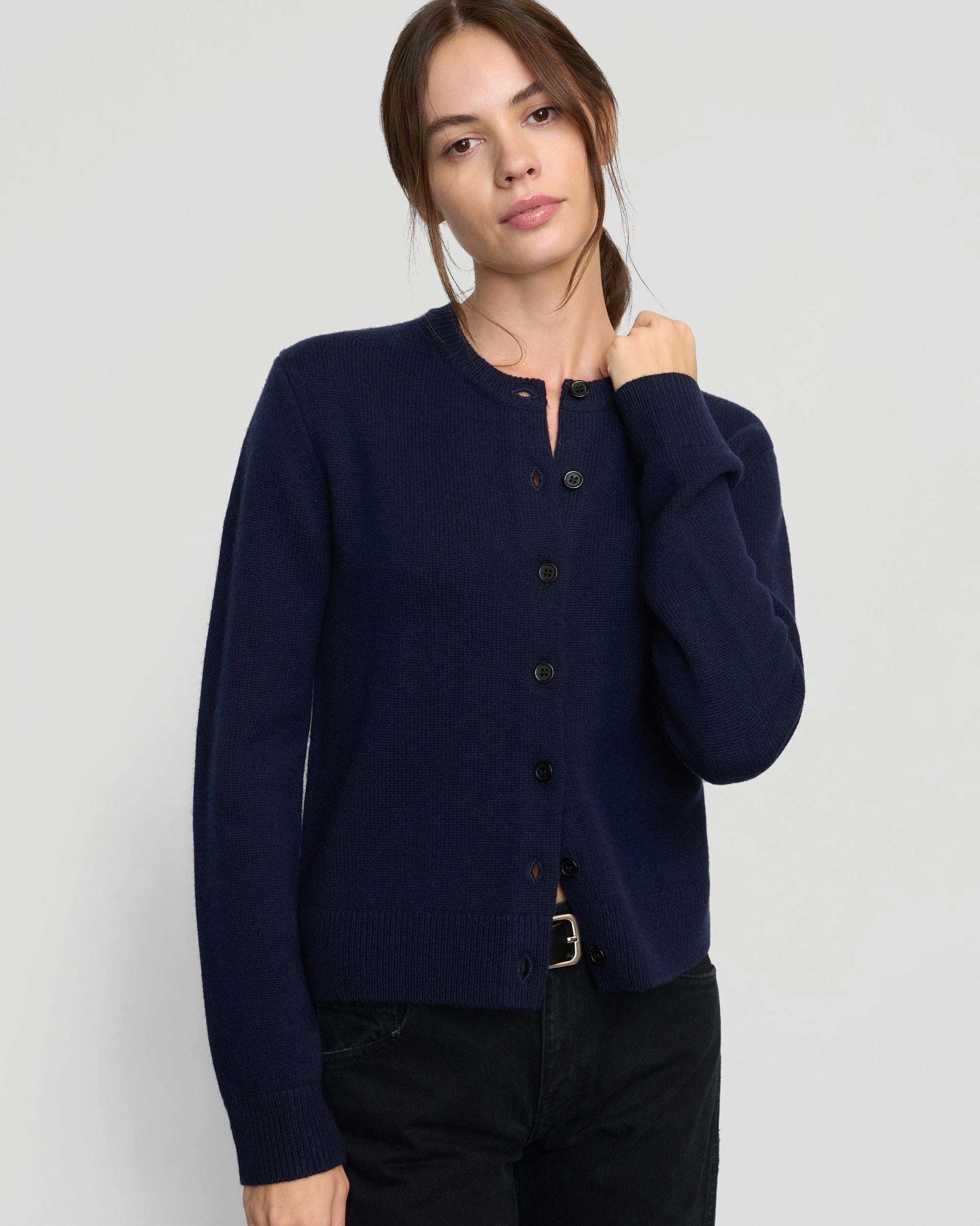 Kiran Wool-Cashmere Cardigan Four Way Stretch Fabric