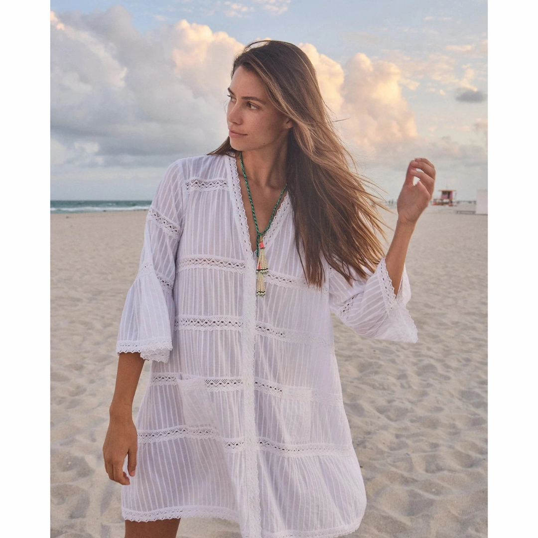 Elegant Waistband Fit White Frida Dress