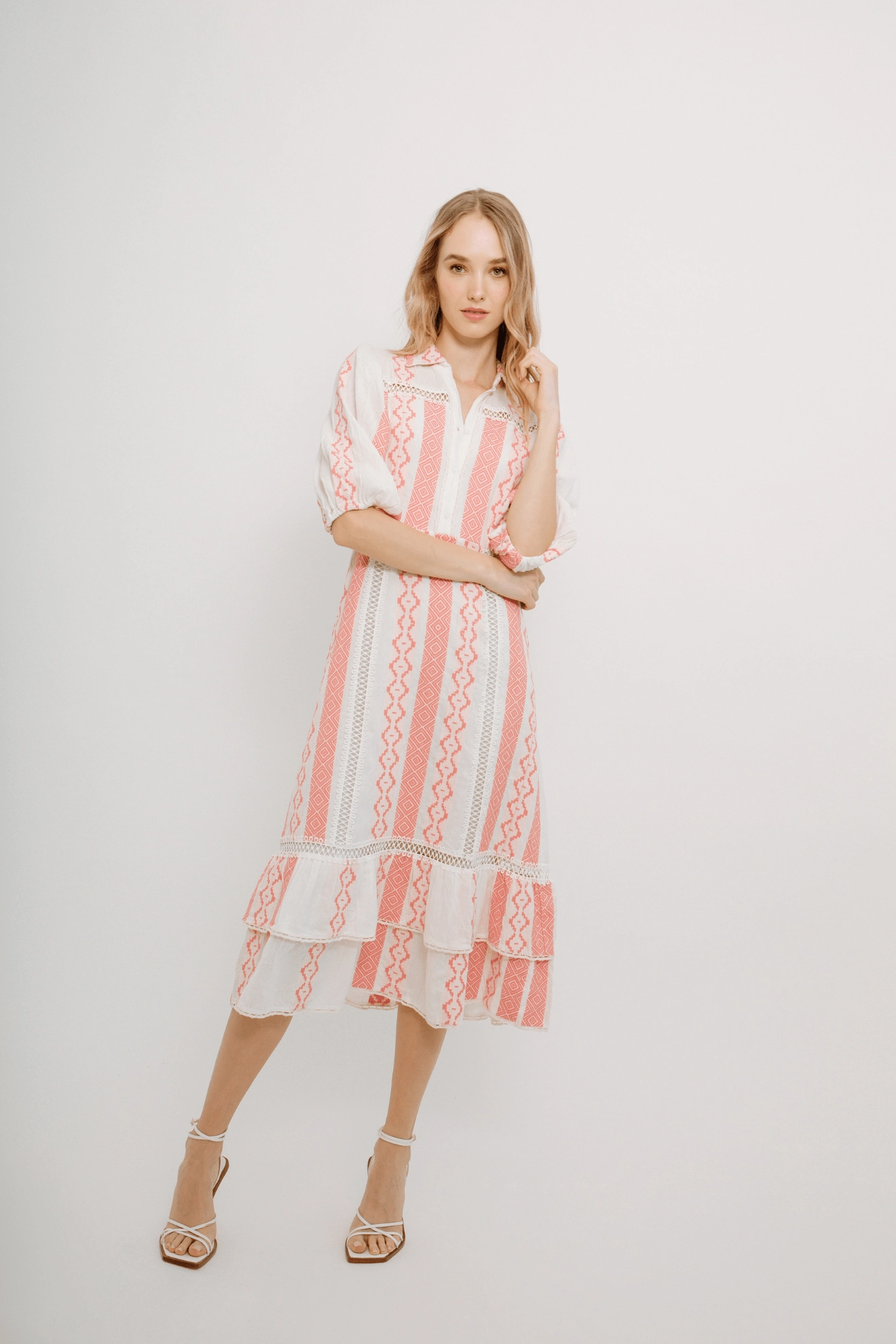 Sophisticated Elegance Kimono-Sleeve Catalina II Dress Pink