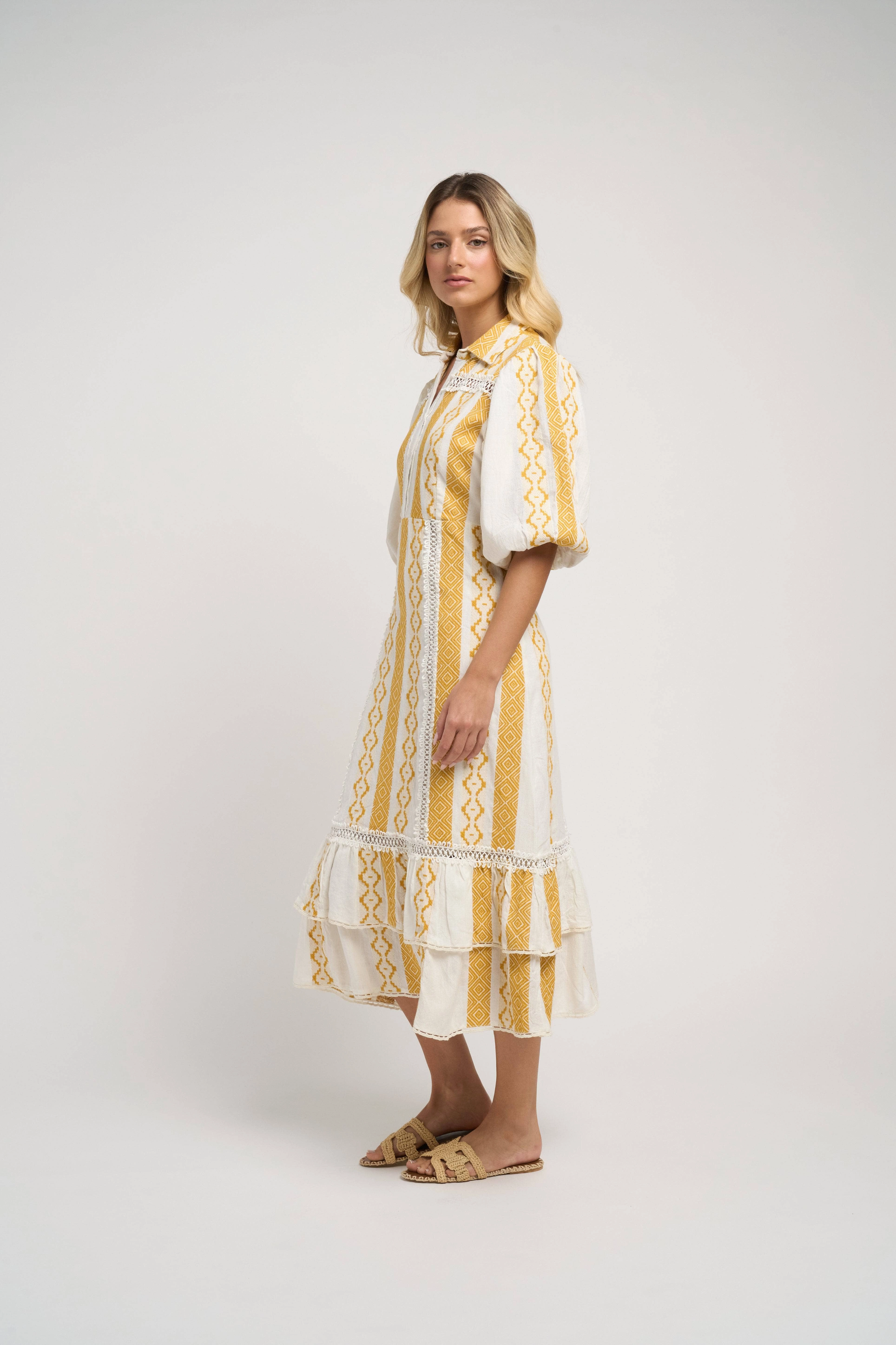 Catalina II Dress Yellow Classic Cut High-waist