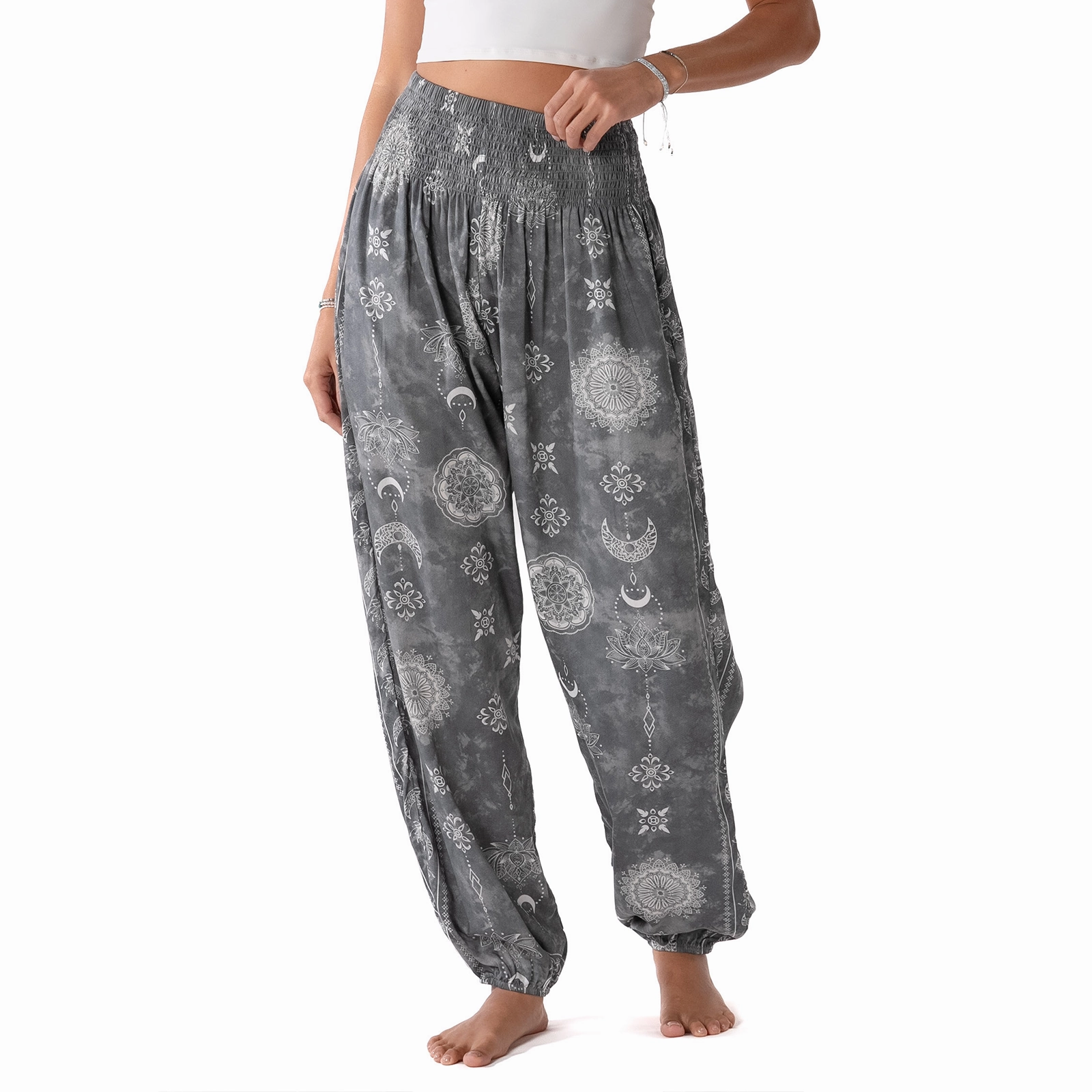 Adventure Ready Breathable Weave Fabric Celestial Grey Harem Pants