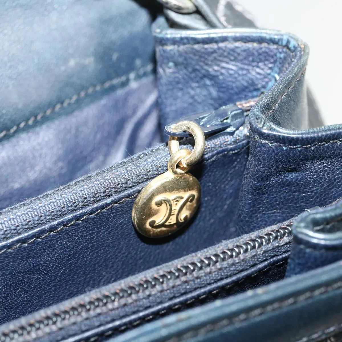 CELINE C Macadam Canvas Shoulder Bag Navy 33902
