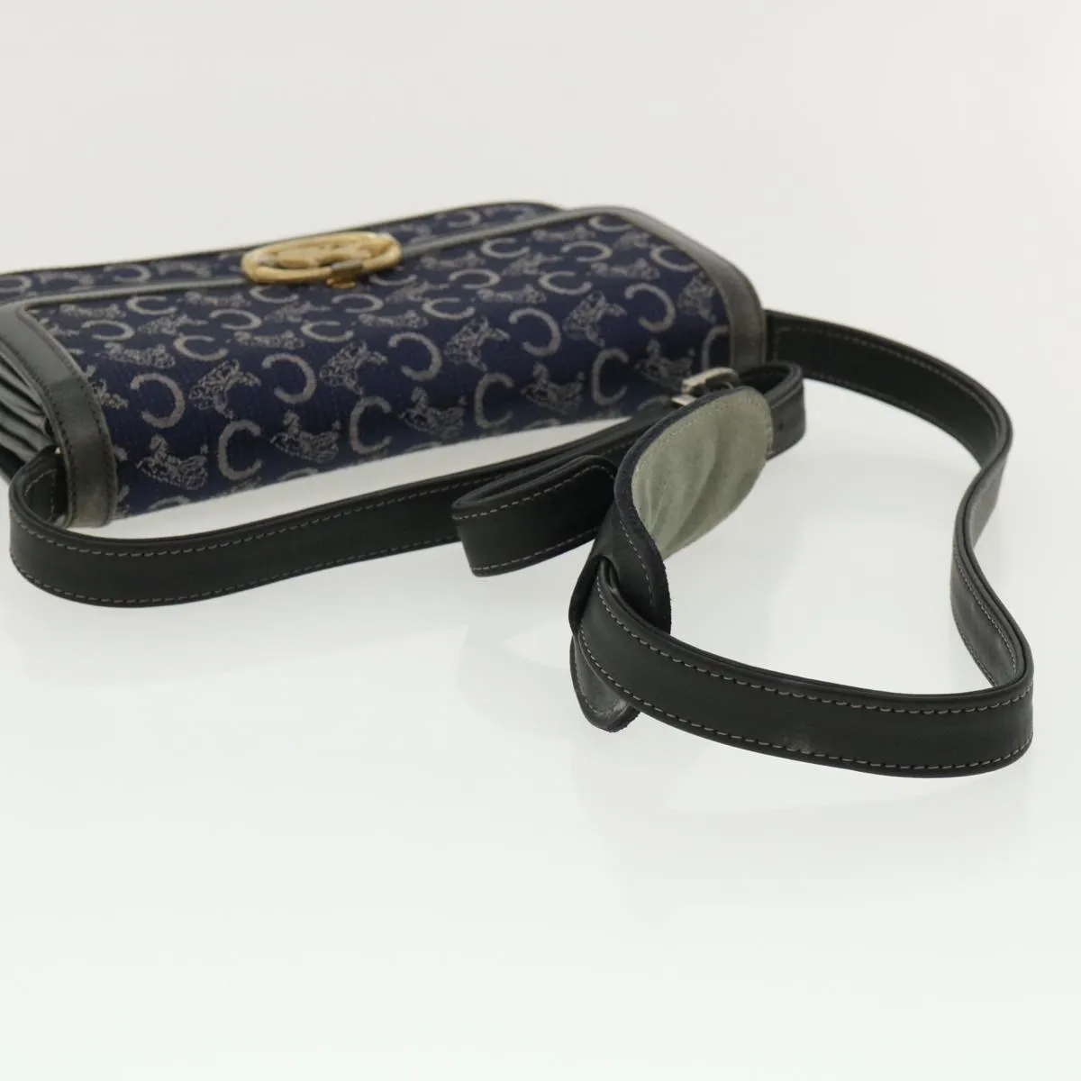 CELINE C Macadam Canvas Shoulder Bag Navy 33902