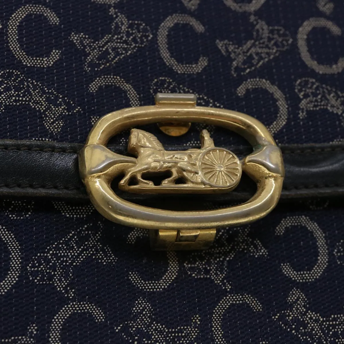 CELINE C Macadam Canvas Shoulder Bag Navy 33902