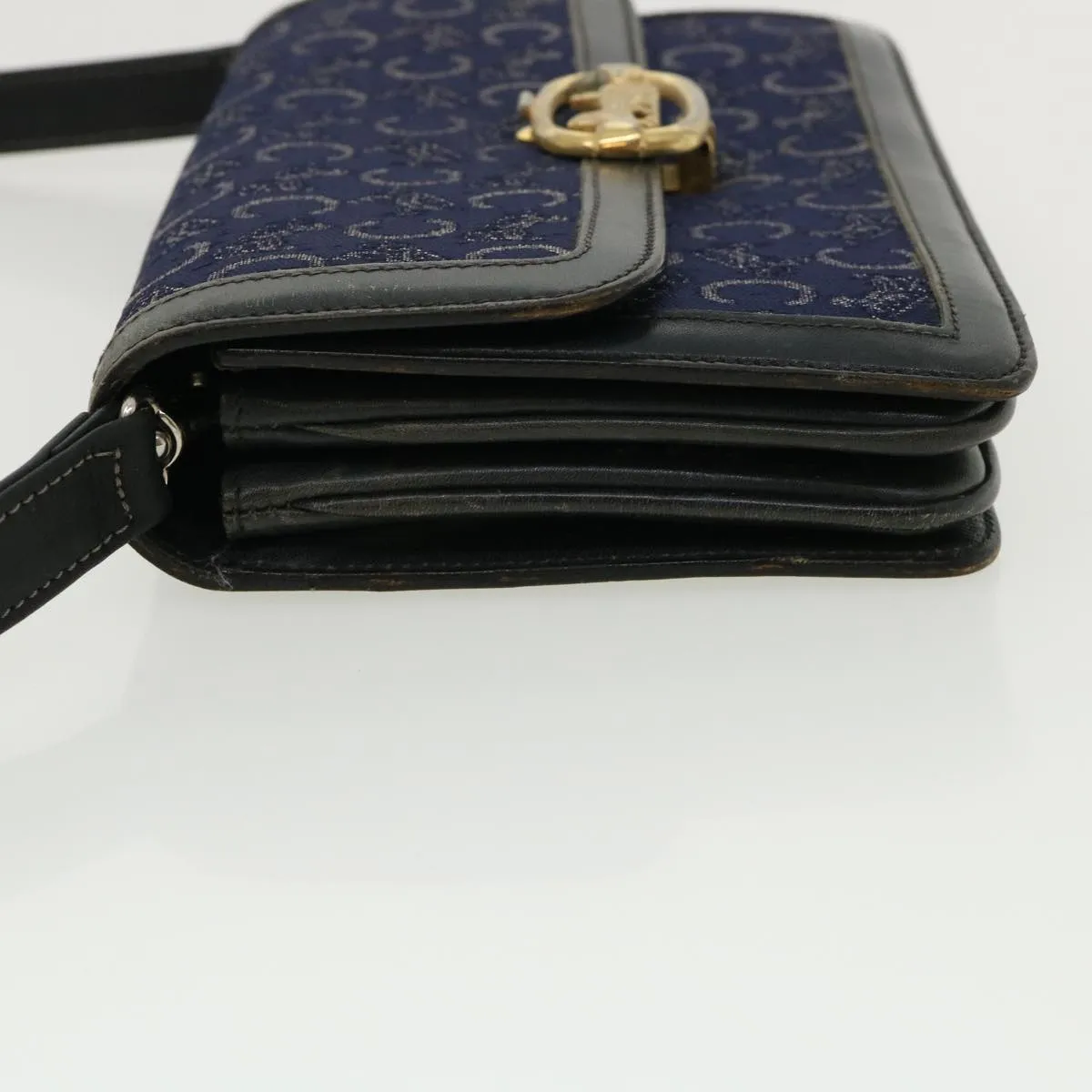 CELINE C Macadam Canvas Shoulder Bag Navy 33902
