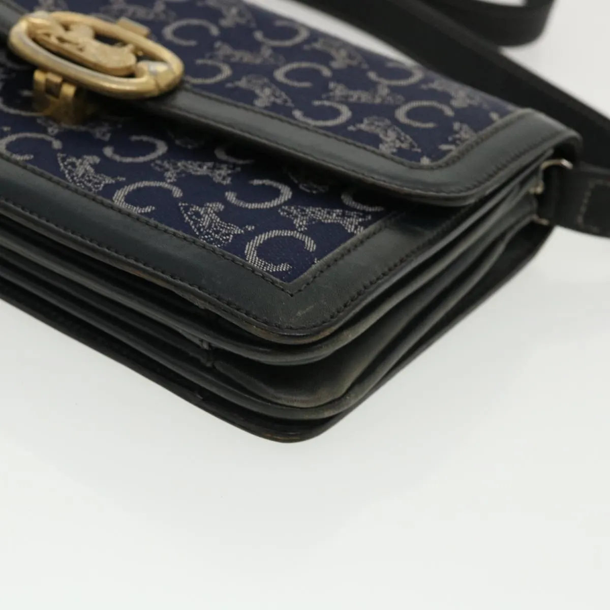 CELINE C Macadam Canvas Shoulder Bag Navy 33902