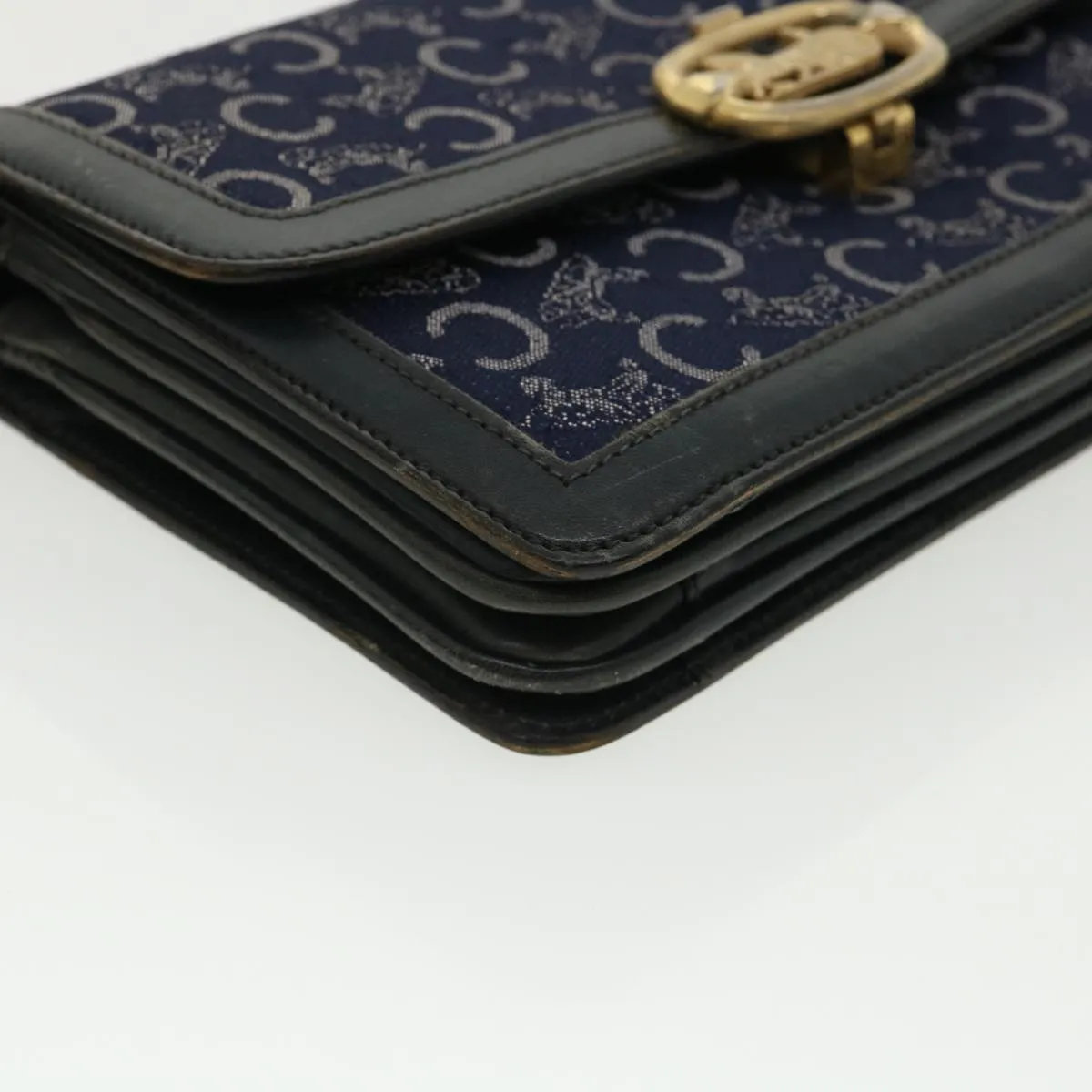 CELINE C Macadam Canvas Shoulder Bag Navy 33902